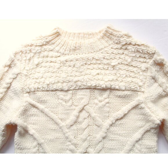 Isabel Marant Étoile Ryder Bouclè Trim Cable-Knit Wool Sweater / FR 38 / Cream - Picture 5 of 10
